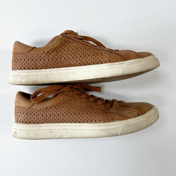 Lucky Brand Tan Perforated Leather Round Toe Sneakers - Picture 12 of 14